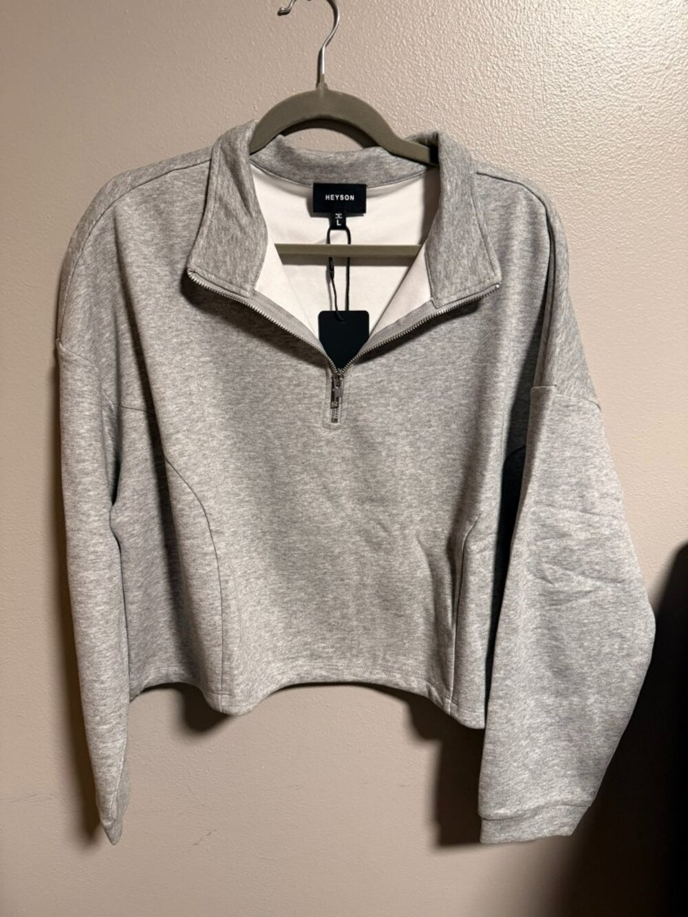 NWT Heyson Cropped Quarter Zip Pullover | Gray | Sizes S, M & L